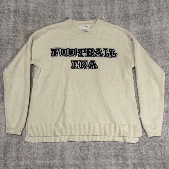 Jessica Simpson Cream Black Varsity Sweater Preppy Small - Picture 1 of 5